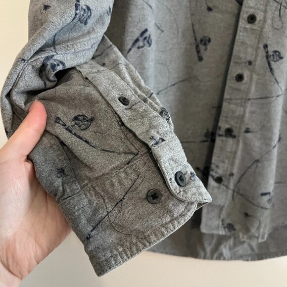 Vintage Woolrich Novelty Print Fishing Rod Soft Button Front Long Sleeve Shirt - Picture 2 of 12